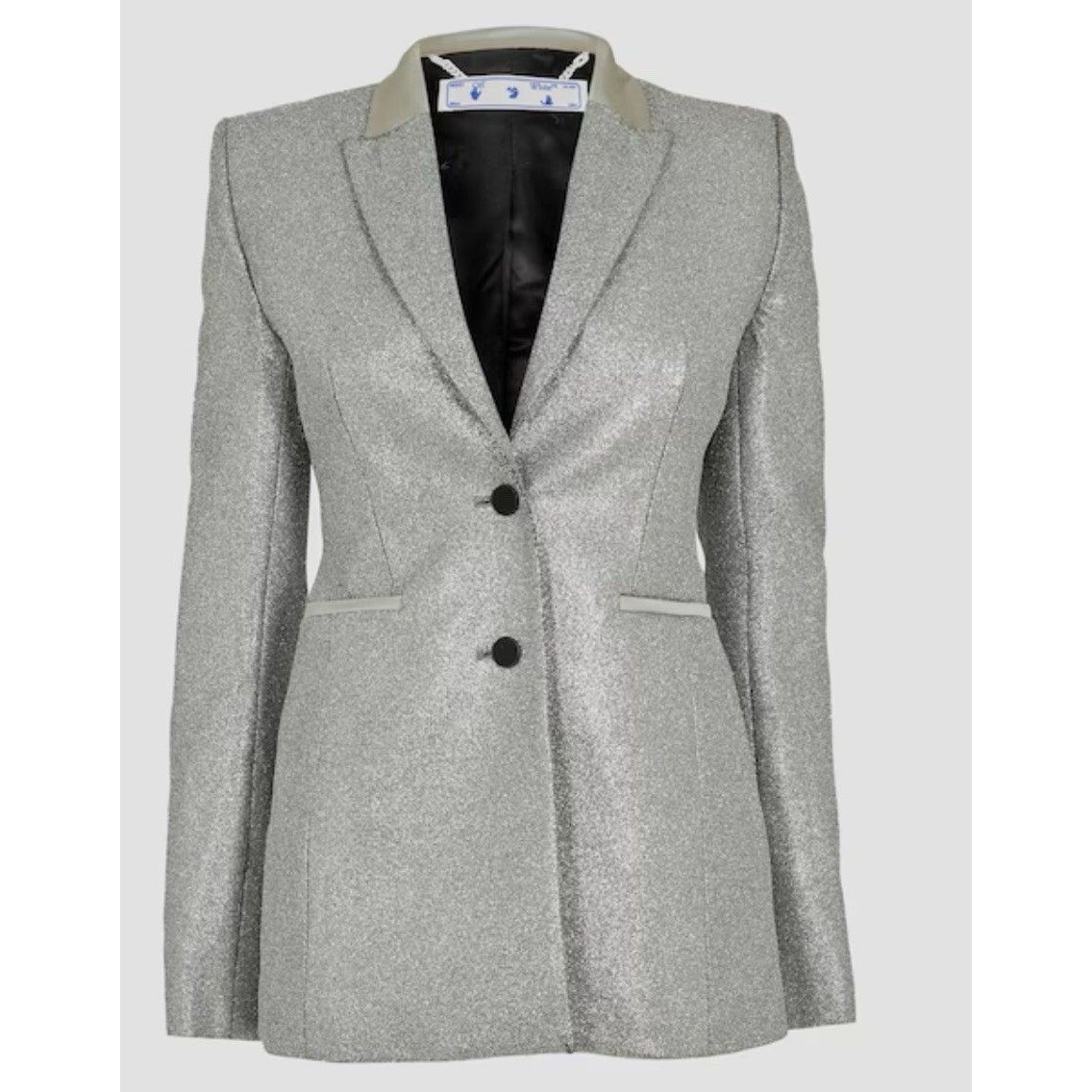 Off-White Virgil Abloh Womenâs Glitter Silver Suit Jacket Nwt Retail: $3999 40